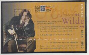 Ireland Sc 1237a 2000 Oscar Wilde stamp souvenir sheet mint NH Stamp Show ovpt