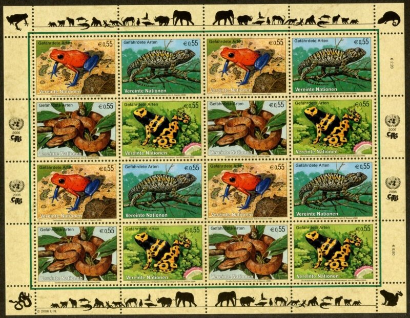 UNITED NATIONS Sc# NY 908-11 GE453-6 VI376-91 2006 Endangered Species Sheets MNH