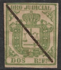 SPANISH COLONIES CUBA PHILIPPINES PUERTO RICO 1856-64 2r Judicial Revenue USED