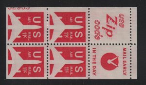 1971 AIRMAIL booklet pane Sc C78a carmine 11c MNH 45% plate no. 32965