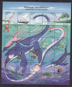 Palau-Sc#318- id7-unused NH sheet-Marine Life-Prehistoric Sea Creatures-1993-