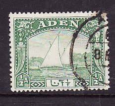 Aden-Sc#1- id7-used 1/2a lt green Dhow-Ships-1937-