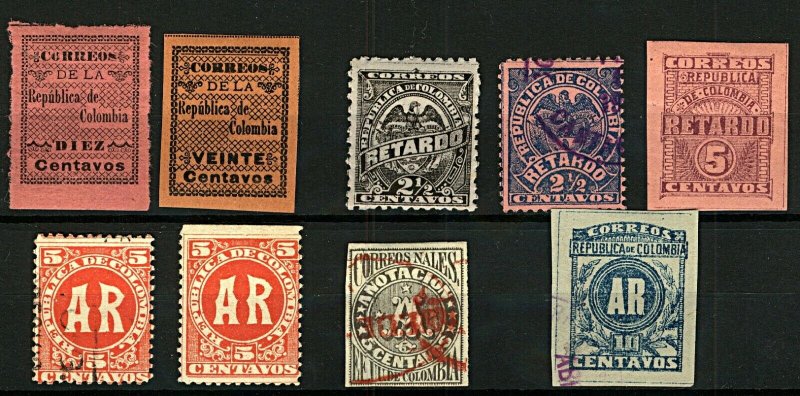 Colombia Ad-Hoc Range of AR Issues (9v) Used Stamps