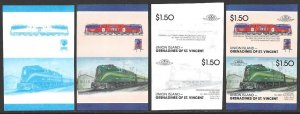 St. Vincent Grenadines - UNION ISLAND Train #51 Imperf COLOR TRIAL PROOFS VF-NH-