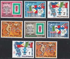 Philippines MNH Set Mexico Summer Olympics 1968 Complete Set