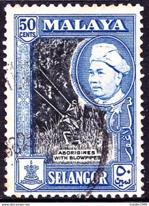 MALAYA SELANGOR 1960 50c Black & Blue SG124a FU