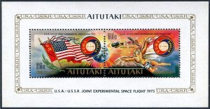 Aitutaki 116a sheet, MNH. Michel Bl.5. APOLLO-SOYUZ Experimental Flight, 1975.