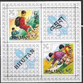 Bhutan #139a MNH Mini Sheet. Boy Scouts 60th Ann. 1972.