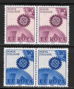 Italy Scott 951-52 MNHOG Pairs - 1967 EUROPA Isse - SCV $1.20