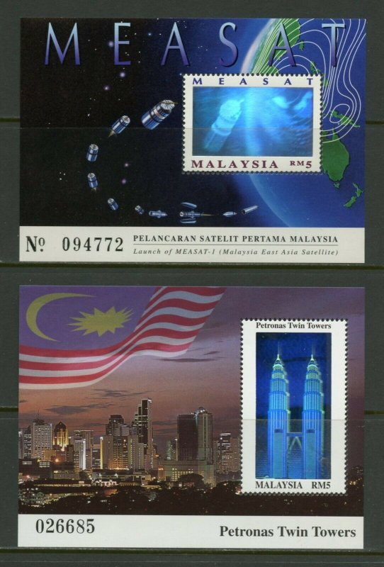 MALAYSIA  GROUP OF TWO HOLOGRAPH  SOUVENIR SHEETS AS SHOWN  MINT  NH