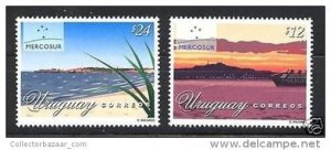 Mercosur issue cruise ship hill lighthouse URUGUAY Sc#1986/7 MNH STAMP cv$5.00