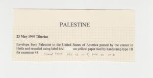 PALESTINE -USA 1940 CENSOR COVER TIBERIUS, #48 LABEL#71/9133, 15m RATE(SEE BELOW