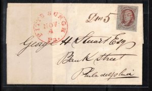 USA #1 Used Fine+ On Cover To Philadelphia Tied By Red Grid & Due 5