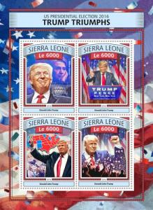 SIERRA LEONE 2016 SHEET DONALD TRUMP TRIUMPHS PRESIDENTS srl161120a