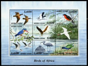 SIERRA LEONE BIRDS II OF AFRIC SHEET(9) MINT NH