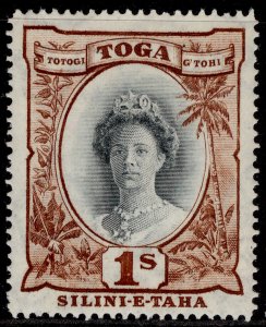 TONGA GVI SG80, 1s black & red-brown, LH MINT.