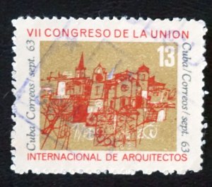 CUBA Sc# 810  ARCHITECTS UNION building VIEW OF TOWN  13c 1963  used