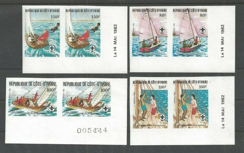 1982 Ivory Coast Sea Scouts 75th ann sailing Imperf pr