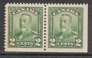 Canada 150a: 2c King George V, booklet pair, LL, MNH, VF