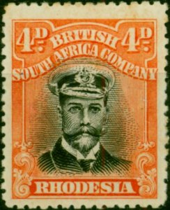 Rhodesia 1922 4d Black & Orange-Vermilion SG294 Fine MM (3)