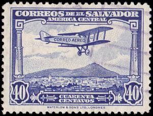 El Salvador Scott C14 Mail Plane over San Salvador Used