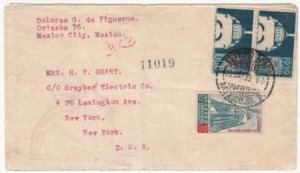 Mexico 1939 C93A VF stamp on Commerercial cover, Sarabia NYWF First Flight