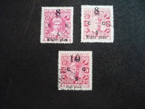 Stamps - India Cochin - Scott# O24-O26 - Used Part Set of 3 Stamps