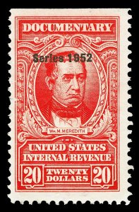 Scott R610 $20.00 1952 Dated Red Revenue Mint F-VF LH Cat $92.50