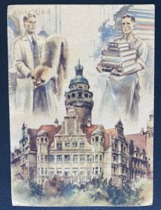 1947 Leipzig Germany First Day Postcard Cover To Bitterfeld Fair Anniversary