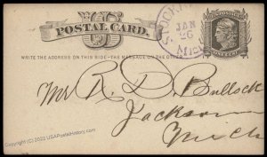 USA 1870s Michigan STOCKBRIDGE Violet Cancel Postal Card Cover 96336