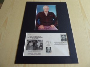 Dwight D. Eisenhower WWII photograph and Winston Churchill USA FDC