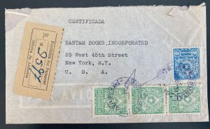 1951 Asuncion Paraguay airmail Registered cover To Bantam books New York Usa