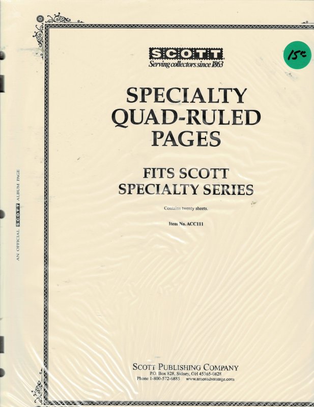 Pkg. of 20 Scott Specialty Quad-Ruled Pages New