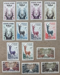 Togo 1957 Helmet, Buffon's Kob, Teak Forest, MNH. Scott 333-346, CV $7.65