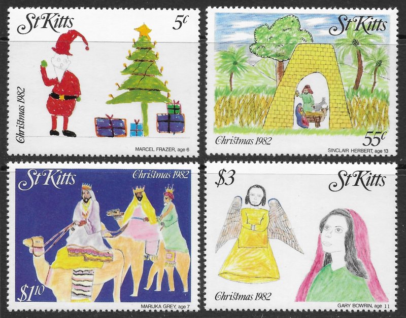 St. Kitts Scott 102-105 MNH Christmas Set of 1982