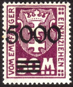 1923, Danzig, 5,000Mk, MH, Sc J26, Mi P26