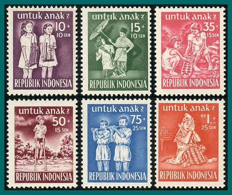 Indonesia 1954 Child Welfare, MNH  #B77-B82,SG676-SG681