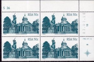 South Africa - 1982 Architecture 50c 1983.03.18 Plate Block MNH** SG 525a