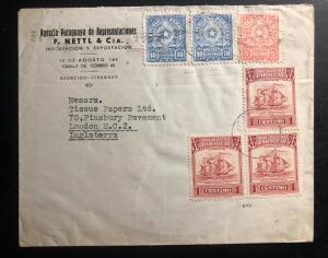 1930s Asuncion Paraguay Airmail Commercial Cover to London England