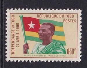 Togo   #377 MNH  1960 prime minister and flag  50c
