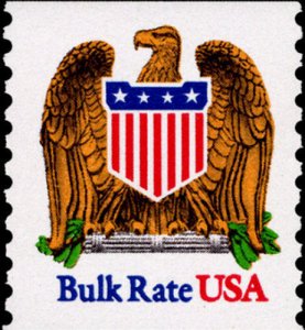 1991 10c Eagle, Bulk Rate in Blue, Coil Scott 2602 Mint F/VF NH