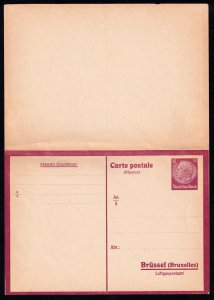 Nazi Germany (Third Reich) 1942 Belgium Workers Special Reply Postal Card Mint