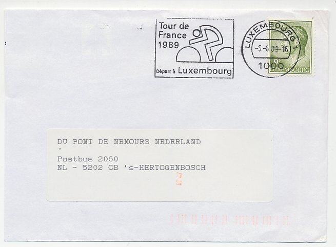 Cover / Postmark Luxembourg 1989 Cycle race - Tour de France - Departure