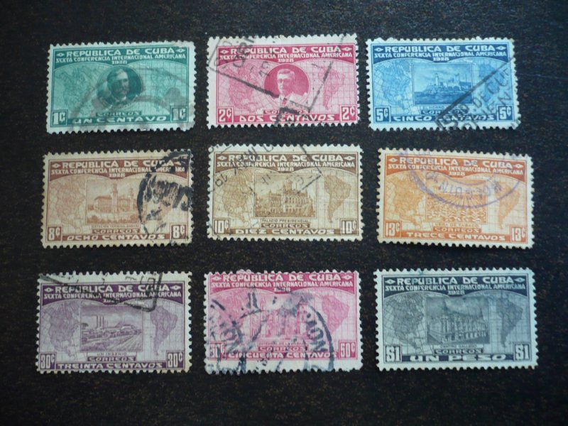 Stamps - Cuba - Scott# 284-289,291-293 - Used Partial Set of 9 Stamps