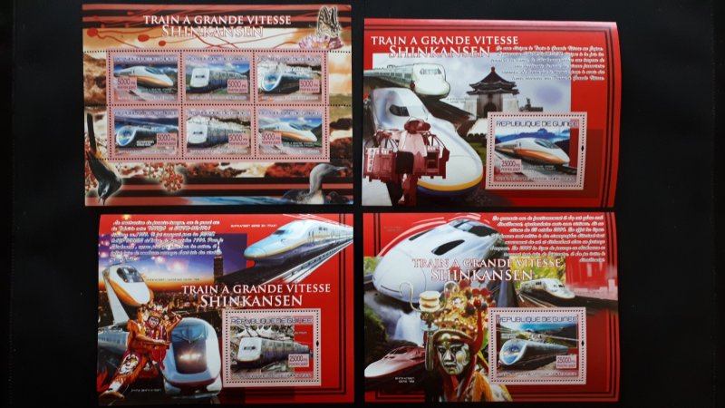 Trains and locomotives (Shinkansen) - Guinea 2007 - Complete SS + 3x Bl ** MNH