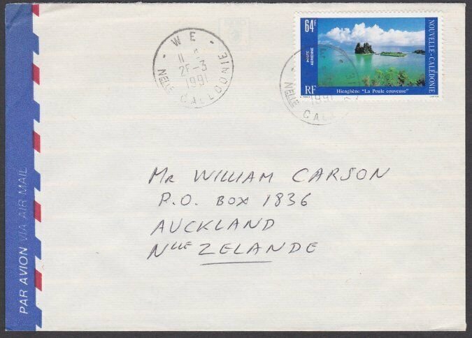 NEW CALEDONIA 1991 cover to New Zealand ex WE...............................M580