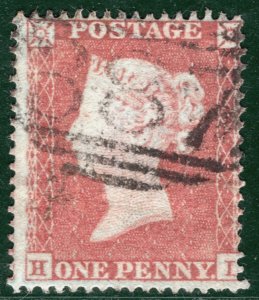 GB QV PENNY RED Stamp SG.17 1d (HL) (1854) sc16 Used Cat £35 {samwells}SBR95