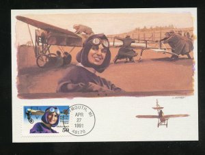 US C128 50c Air Mail Harriet Quimby UA Fleetwood Unicover Maximum card