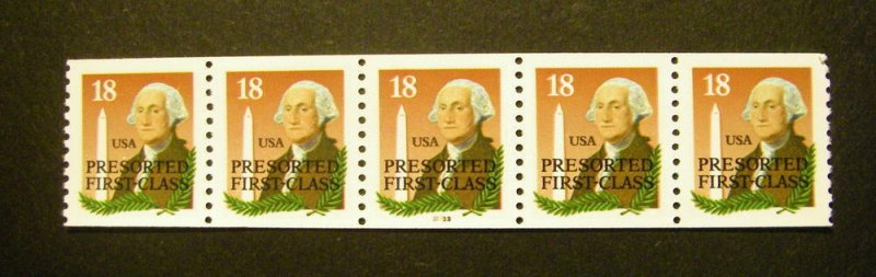 Scott 2149a, 18c Washington, PNC5 #33333, Dull Gum, MNH Coil Beauty