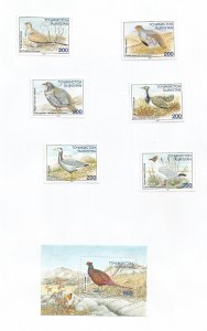 TADZHIKISTAN - 1996 - Endangered Game Birds - Perf 6v Set, Souv Sheet - M L H